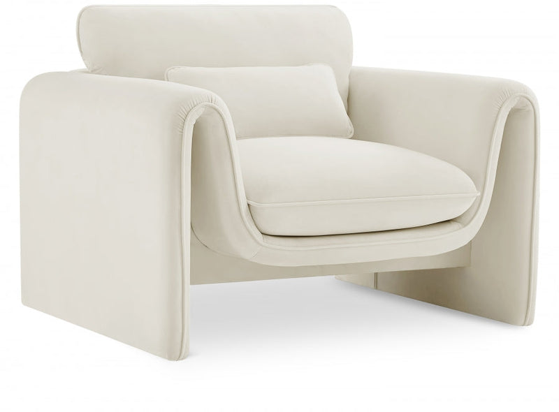 Sloan Velvet Upholstered Chair in Cream - 199Cream-C