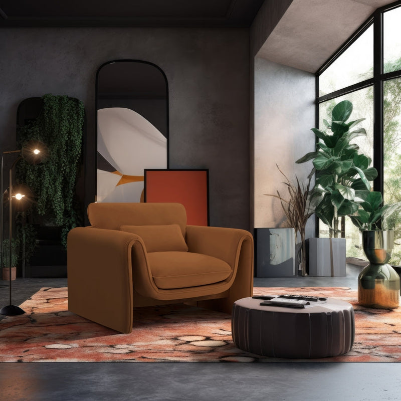 Sloan Velvet Upholstered Chair in Saddle - 199Saddle-C