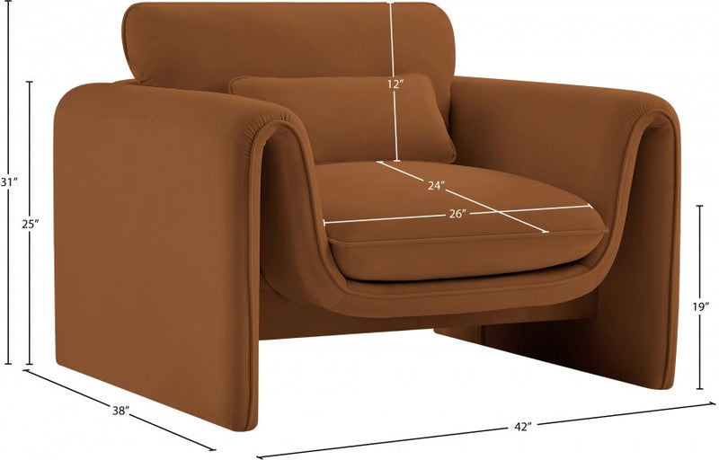 Sloan Velvet Upholstered Chair in Saddle - 199Saddle-C