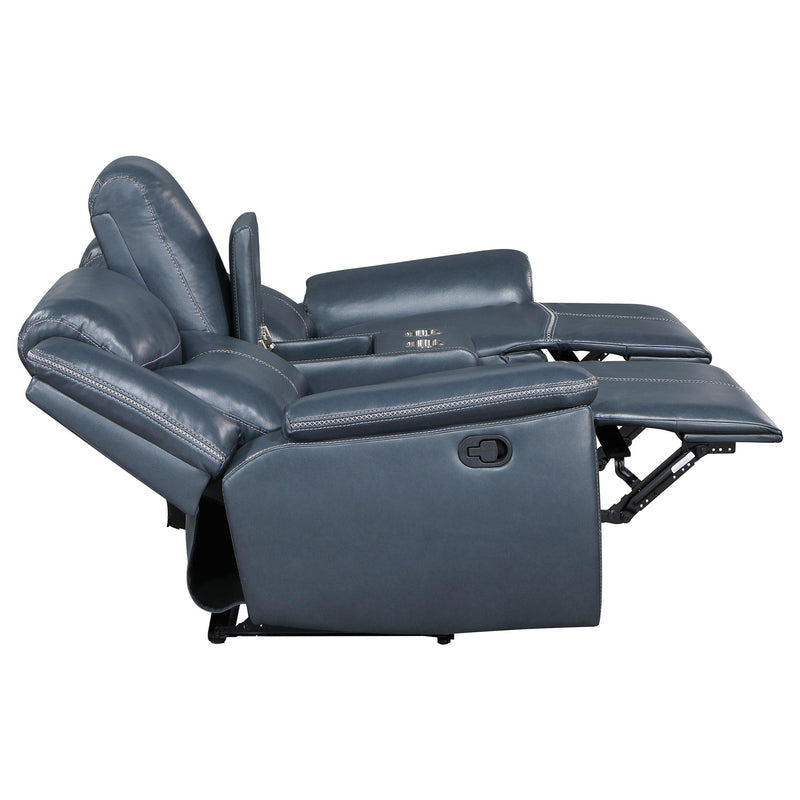 Sloane 2-piece Upholstered Reclining Sofa Set Blue - 610271-S2