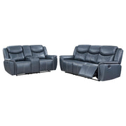 Sloane 2-piece Upholstered Reclining Sofa Set Blue - 610271-S2