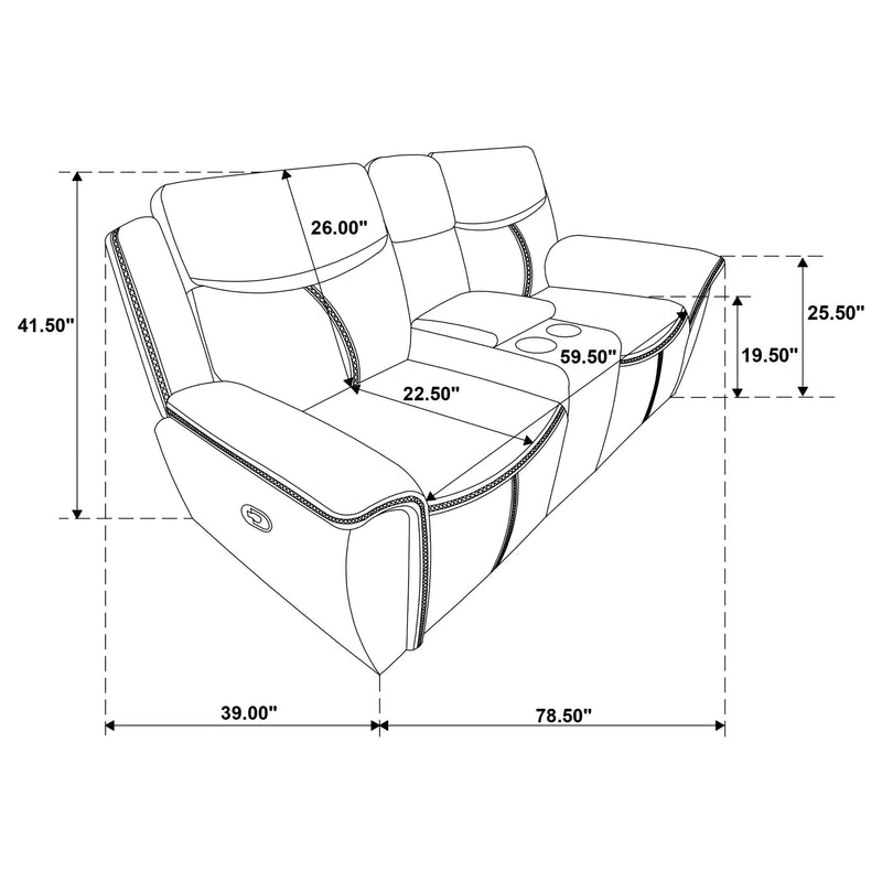Sloane Upholstered Padded Arm Reclining Loveseat Blue - 610272