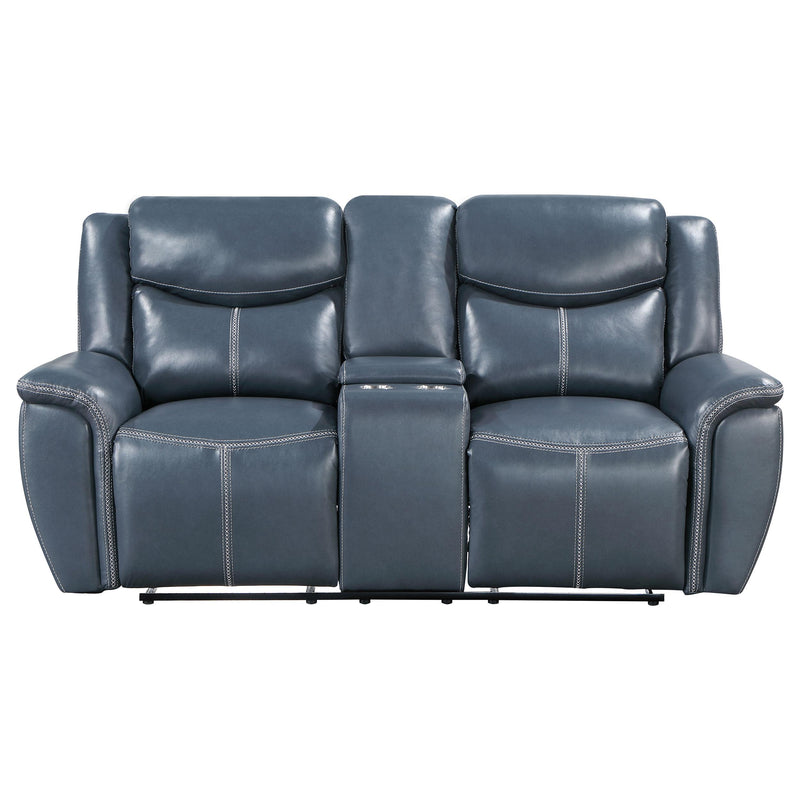 Sloane Upholstered Padded Arm Reclining Loveseat Blue - 610272