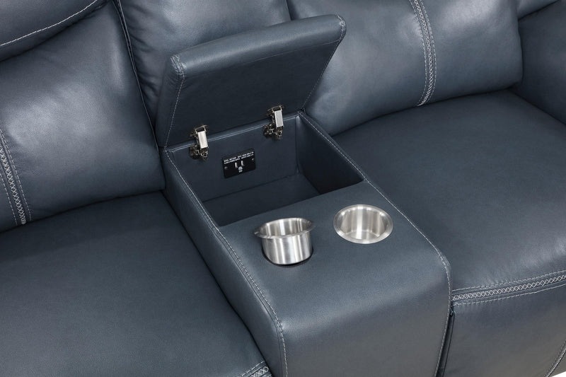 Sloane Upholstered Padded Arm Reclining Loveseat Blue - 610272