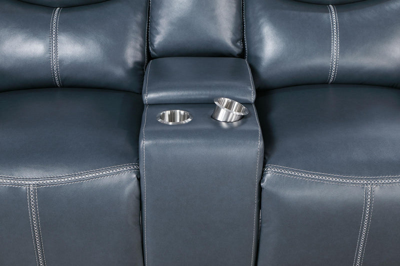 Sloane Upholstered Padded Arm Reclining Loveseat Blue - 610272