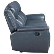 Sloane Upholstered Padded Arm Reclining Sofa Blue - 610271
