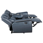 Sloane Upholstered Padded Arm Reclining Sofa Blue - 610271