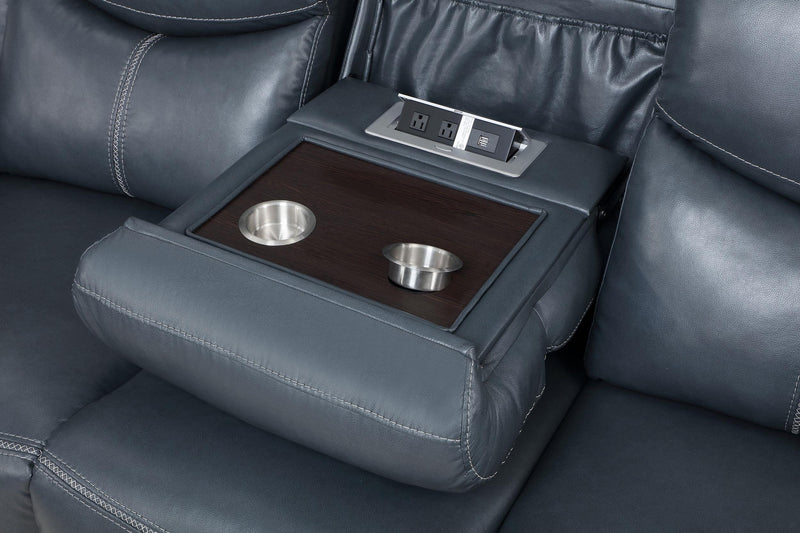 Sloane Upholstered Padded Arm Reclining Sofa Blue - 610271