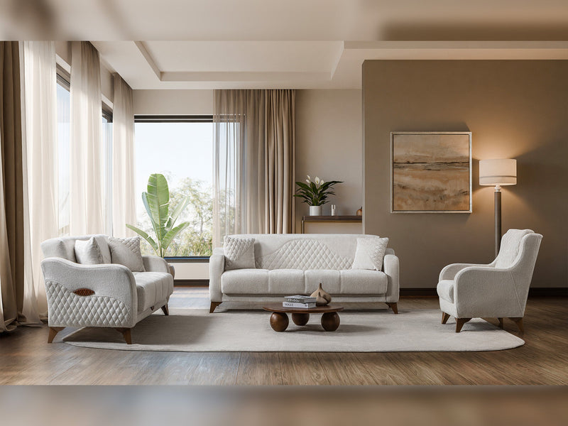 Smart 3-pieces (Sofa & Loveseat & Chair) Livingroom Set in Cream - 200-ST-SMA-HENRY05-321