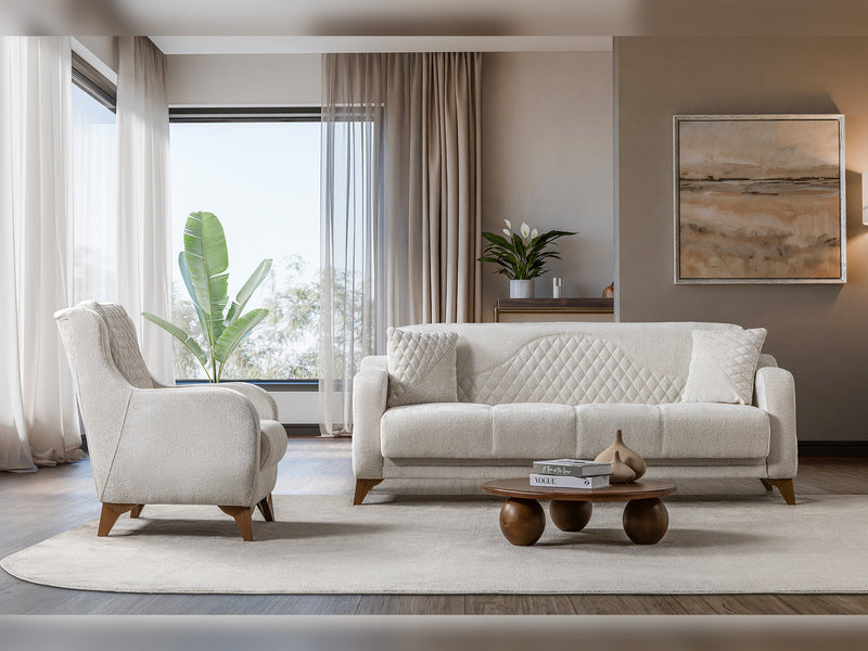Smart 3-pieces (Sofa & Loveseat & Chair) Livingroom Set in Cream - 200-ST-SMA-HENRY05-321