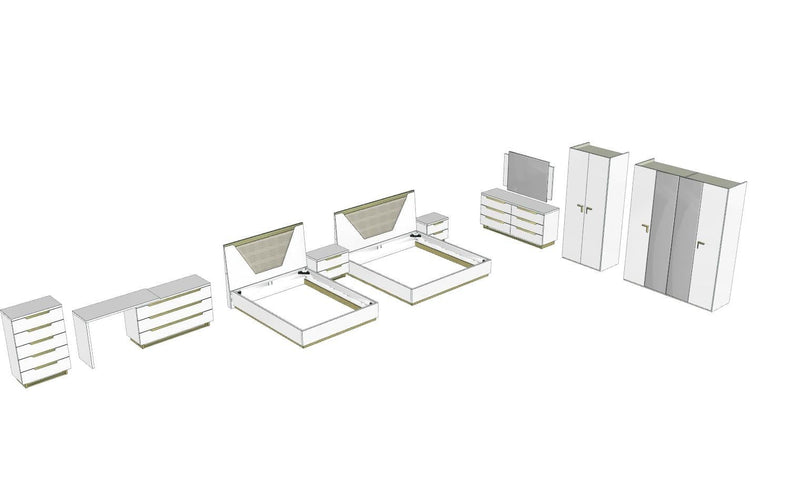 Smart Bedroom White Set - Gate FurnitureBedroom Set