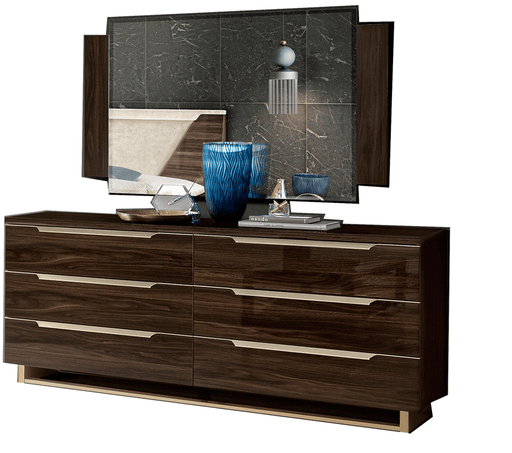 Smart Double dresser w/ mirror Walnut SET - p13186