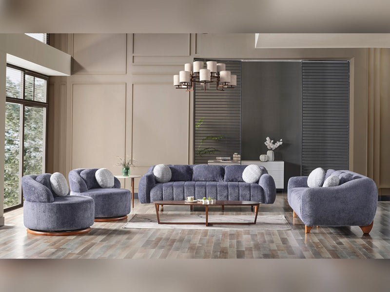 Snowy 3-pieces (Sofa & Loveseat & Swivel Chair) Livingroom Set Anthracite in Anthracite - 101-SNO-ROMAA-321