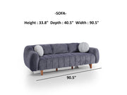 Snowy 3-pieces (Sofa & Loveseat & Swivel Chair) Livingroom Set Anthracite in Anthracite - 101-SNO-ROMAA-321