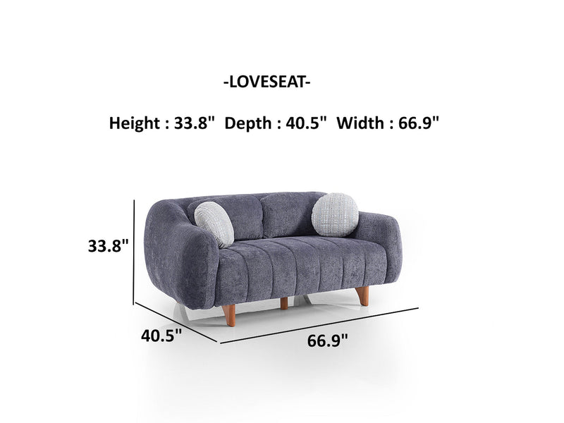 Snowy 3-pieces (Sofa & Loveseat & Swivel Chair) Livingroom Set Anthracite in Anthracite - 101-SNO-ROMAA-321