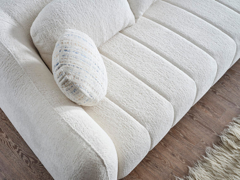 Snowy 3-pieces (Sofa & Loveseat & Swivel Chair) Livingroom Set Cream in Cream - 101-SNO-ROMAC-321