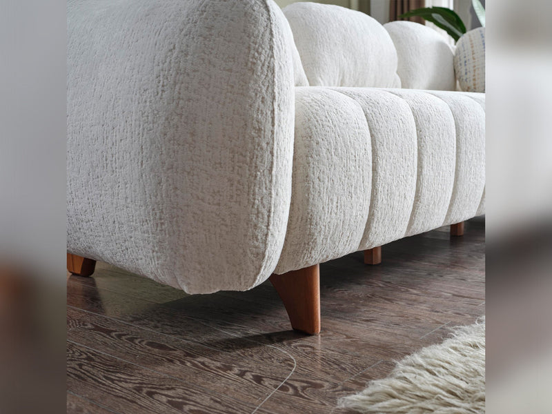Snowy 3-pieces (Sofa & Loveseat & Swivel Chair) Livingroom Set Cream in Cream - 101-SNO-ROMAC-321
