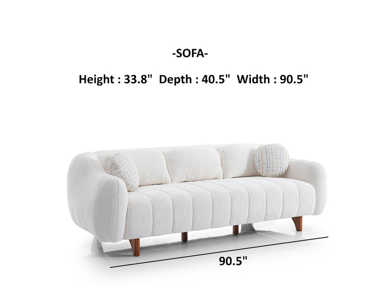 Snowy 3-pieces (Sofa & Loveseat & Swivel Chair) Livingroom Set Cream in Cream - 101-SNO-ROMAC-321