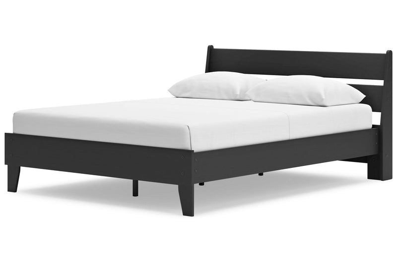 Socalle Black Queen Panel Platform Bed - Gate FurnitureQueen Bed