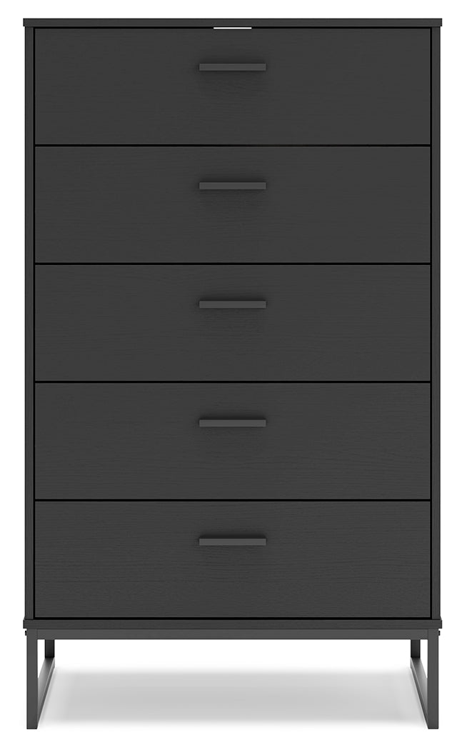 Socalle Full Panel Headboard with Dresser and Chest in Black - PKG018862