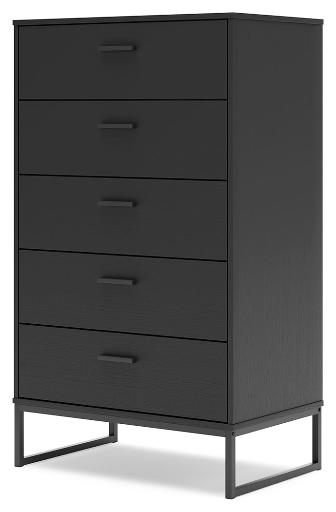 Socalle Full Panel Headboard with Dresser and Chest in Black - PKG018862