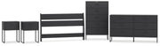 Socalle Full Panel Headboard with Dresser, Chest and 2 Nightstands in Black - PKG019052