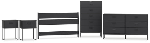 Socalle Full Panel Headboard with Dresser, Chest and 2 Nightstands in Black - PKG019052