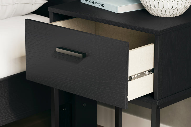 Socalle Full Panel Platform Bed with 2 Nightstands in Black - PKG019061