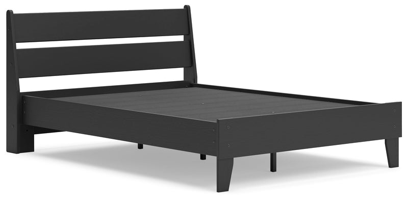Socalle Full Panel Platform Bed with 2 Nightstands in Black - PKG019061