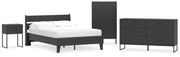 Socalle Full Panel Platform Bed with Dresser, Chest and Nightstand in Black - PKG018875