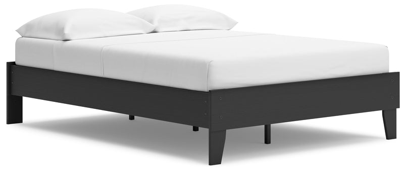 Socalle Full Platform Bed with Dresser, Chest and 2 Nightstands in Black - PKG019044
