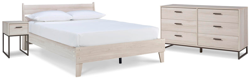 Socalle Light Natural Queen Panel Platform Bed with Dresser and Nightstand - EB1864B4