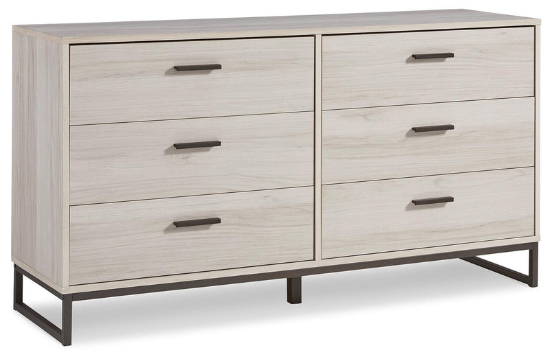 Socalle Light Natural Queen Panel Platform Bed with Dresser and Nightstand - EB1864B4