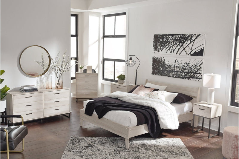 Socalle Natural Queen Panel Platform Bed - Gate FurnitureQueen Bed