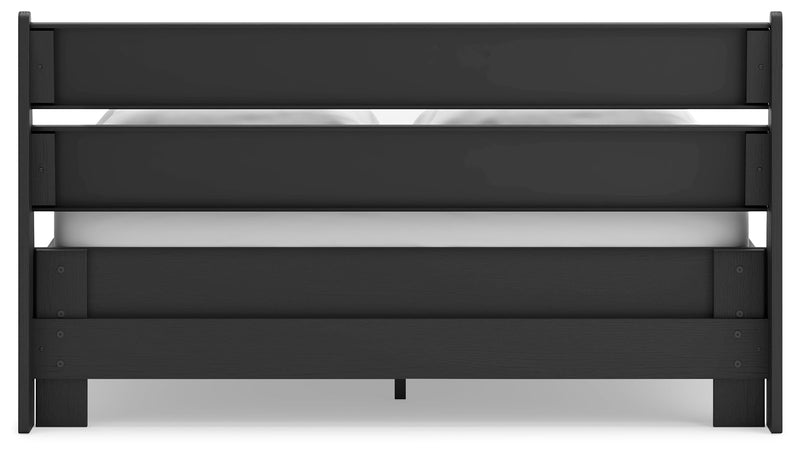 Socalle Queen Panel Platform Bed with 2 Nightstands in Black - PKG019064