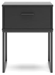 Socalle Queen Panel Platform Bed with 2 Nightstands in Black - PKG019064