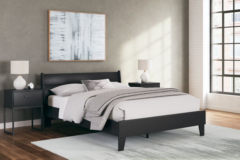 Socalle Queen Panel Platform Bed with Dresser and 2 Nightstands in Black - PKG019062
