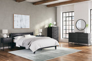 Socalle Queen Panel Platform Bed with Dresser and Nightstand in Black - PKG018877