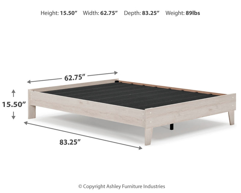 Socalle Queen Platform Bed with Mattress in Light Natural - PKG018225
