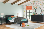 Socalle Twin Panel Platform Bed with Dresser and 2 Nightstands in Black - PKG019057