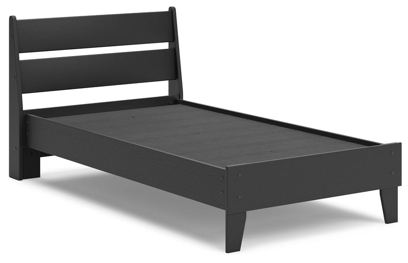 Socalle Twin Panel Platform Bed with Dresser and 2 Nightstands in Black - PKG019057
