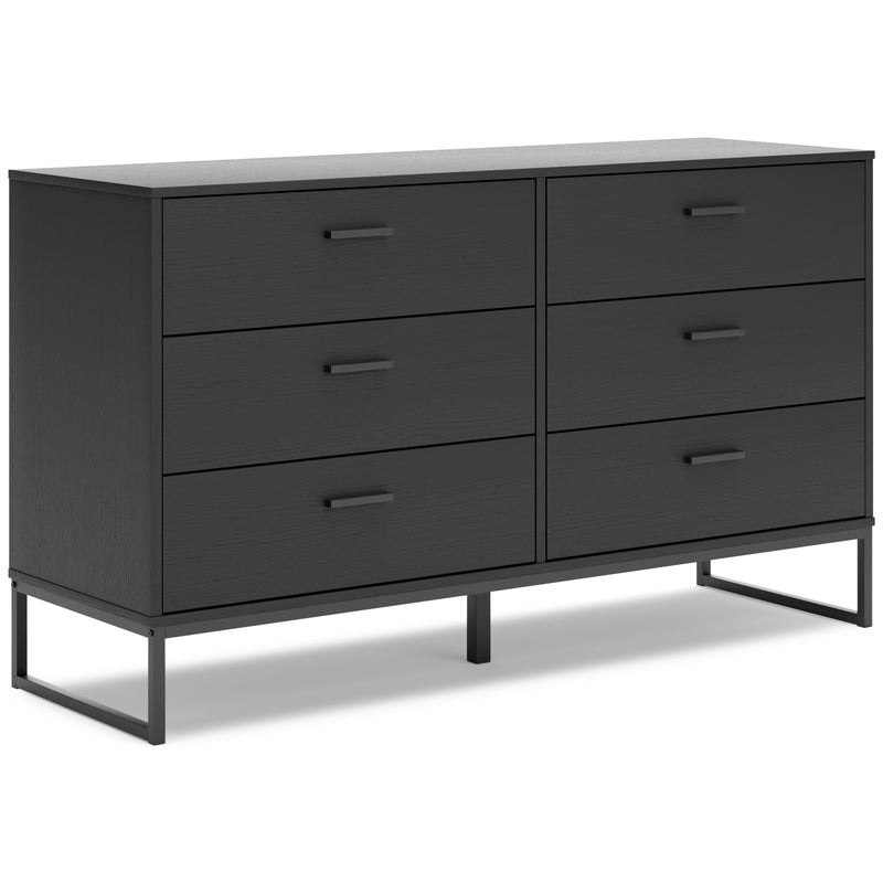 Socalle Twin Panel Platform Bed with Dresser, Chest and Nightstand in Black - PKG018871