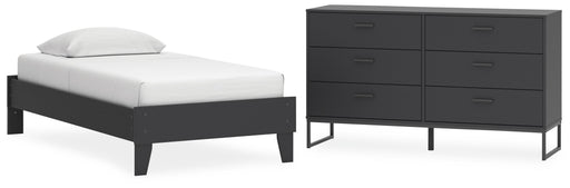 Socalle Twin Platform Bed with Dresser in Black - PKG018844