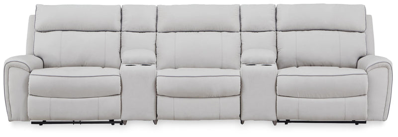 Social Pointe Pearl/Ash 5-Piece Power Reclining Sectional - PC98802S14
