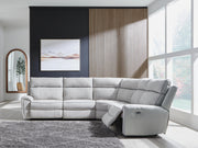 Social Pointe Pearl/Ash 5-Piece Power Reclining Sectional - PC98802S8