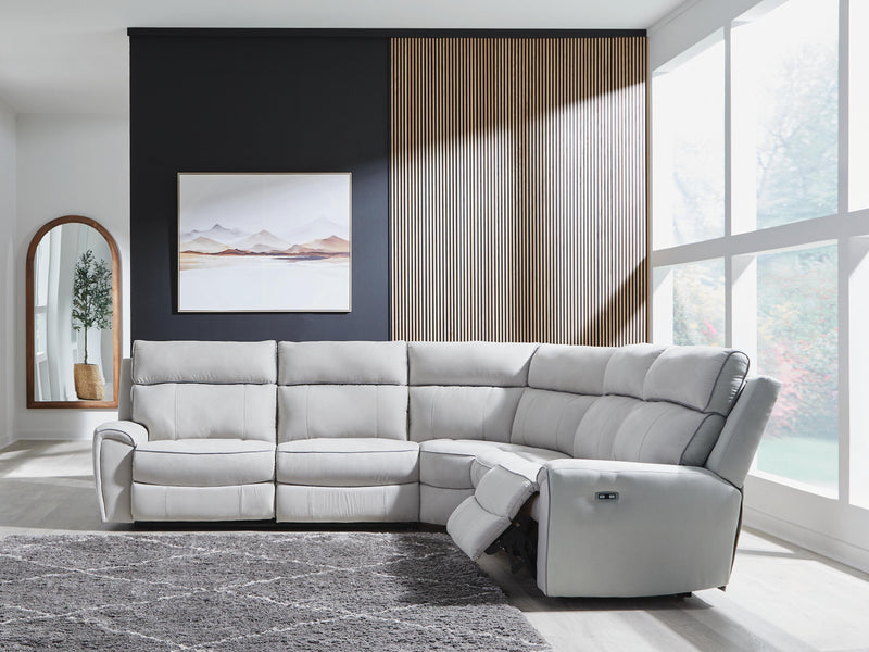Social Pointe Pearl/Ash 5-Piece Power Reclining Sectional - PC98802S8