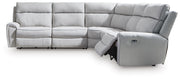 Social Pointe Pearl/Ash 5-Piece Power Reclining Sectional - PC98802S8