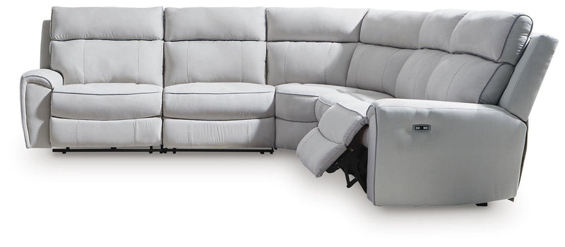Social Pointe Pearl/Ash 5-Piece Power Reclining Sectional - PC98802S8