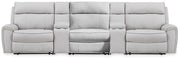 Social Pointe Pearl/Ash 5-Piece Reclining Sectional with Storage Consoles - PC98802S39