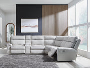 Social Pointe Pearl/Ash 6-Piece Reclining Sectional with Storage Console - PC98802S36
